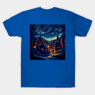 Starry Night Over Hogsmeade Village T-Shirt